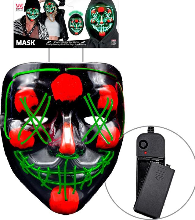 Actual product image Widmann Creepy X mask with green LED lighting