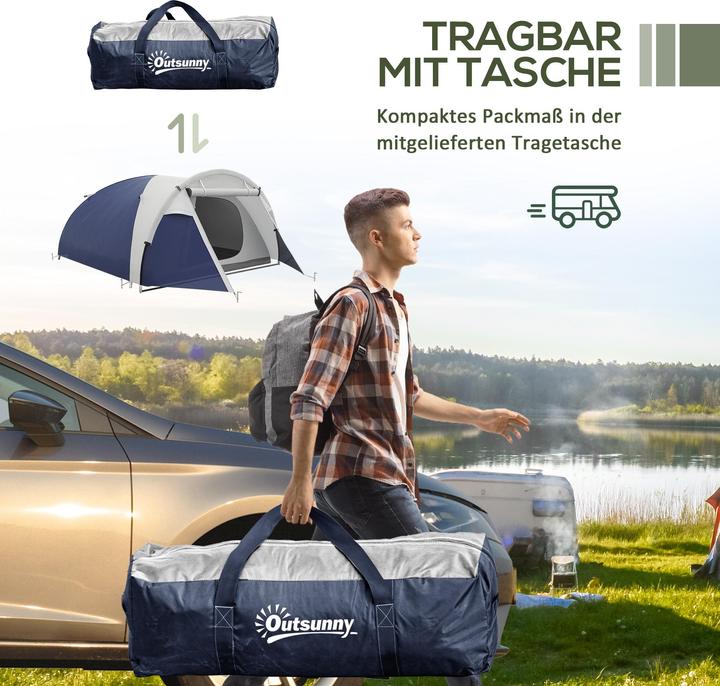 Produktbild Outsunny Campingzelt Polyester, Fiberglas Blau (3 Personen)