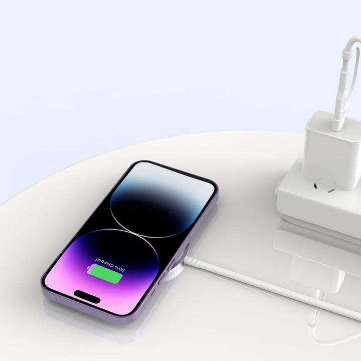 Image du produit Tech-Protect QI15W-A25 chargeur MagSafe 15W à induction avec câble USB-A / USB-C - blanc (15 W)