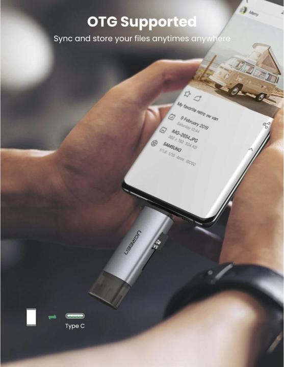 Actual product image Ugreen USB-C and USB-A - TF SD 3.0 (USB, USB-C)