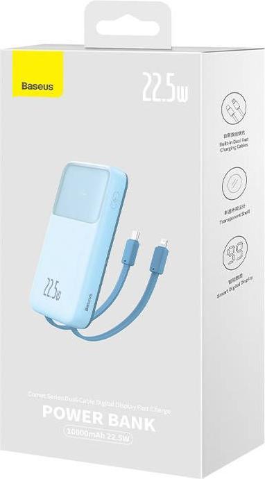 Actual product image Baseus Powerbank Comet with USB to USB-C cable, 10000mAh, 22.5W (blue) (10000 mAh, 22.50 W)