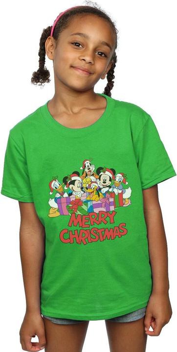 Actual product image Disney Girls Mickey Mouse And Friends Christmas Cotton T-Shirt (140, 146)