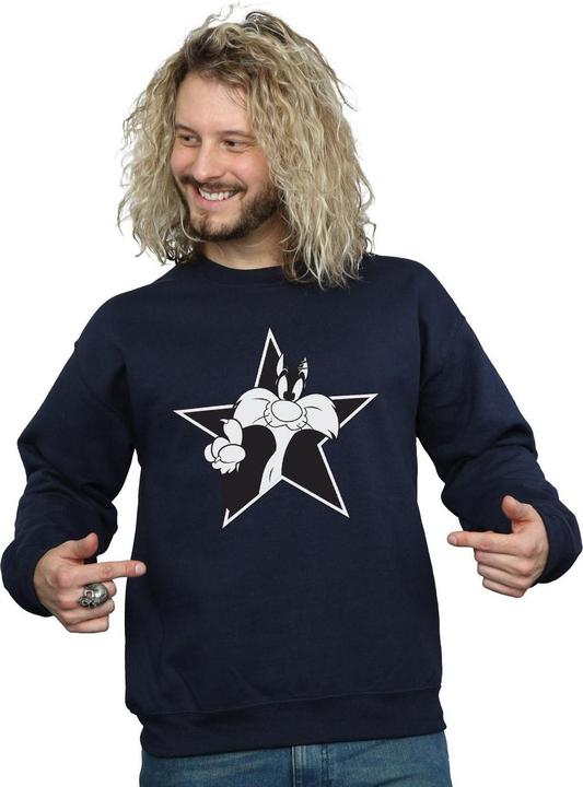 Actual product image Looney Tunes Mens Sylvester Mono Star Sweatshirt (L)