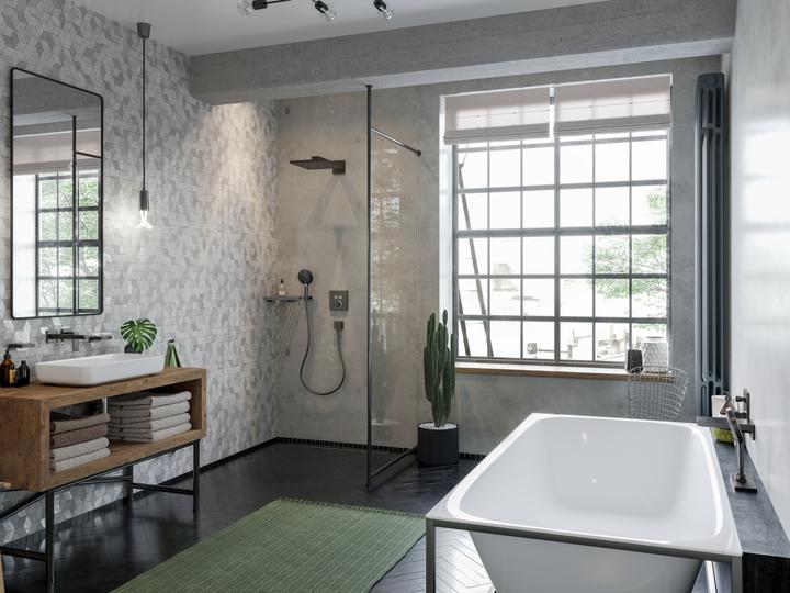 Actual product image hansgrohe HG glass holder AddStoris wall mounting brushed black