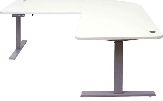 Produktbild Swisshandel24 Eck-Schreibtisch, Computertisch, elektrisch höhenverstellbar 178x178cm 84kg weiss, anthrazit-grau