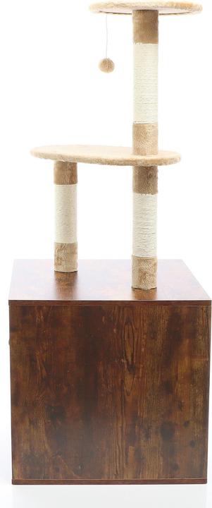 Produktbild Fudajo Kratzbaum Holz 125cm Katzenhaus Katzenkratzbaum Katzenklo Katzenbaum (125 cm, Braun)
