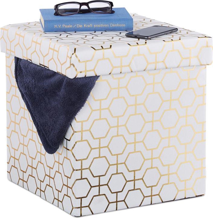 Image du produit Relaxdays Tabouret pliable, rembourré avec couvercle