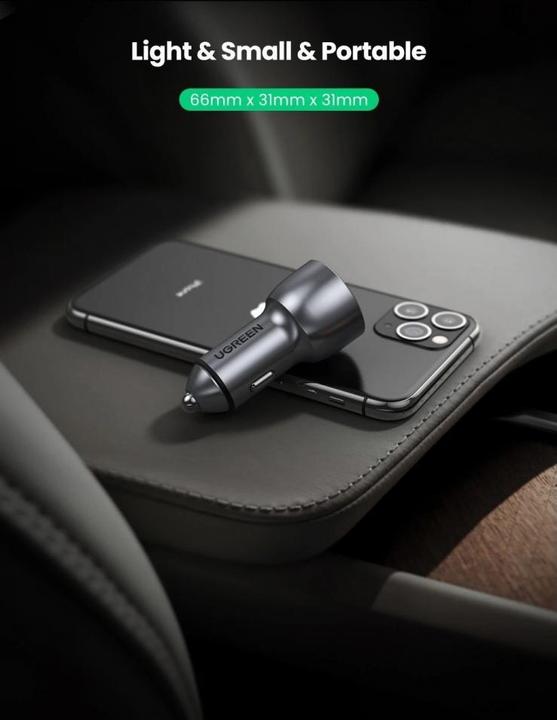 Actual product image Ugreen USB-C PD + USB-A QC 36W Car Charger