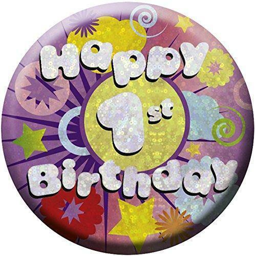 Amscan holografisches Design Abzeichen 1. Geburtstag Kunststoff