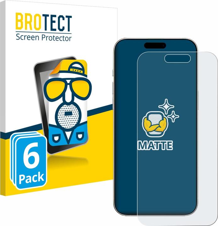 BROTECT Anti-glansfolie Schermbeschermer Matte schermbeschermfolie (6 Stuk, Apple iPhone 16)