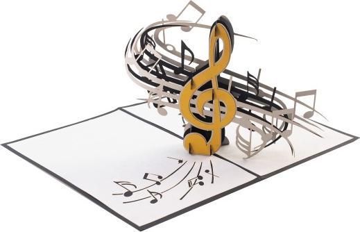 Produktbild Hervorragend Grusskarte Notenschlüssel schwarz - 3D Pop-up