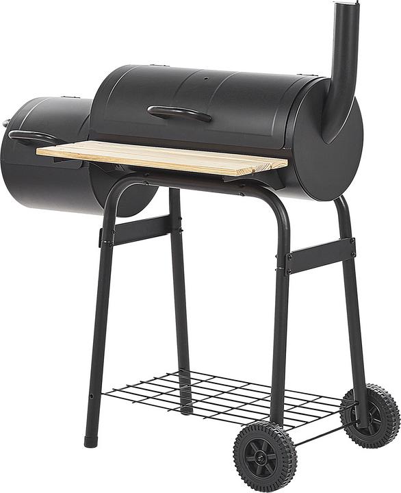 Produktbild Beliani Holzkohlegrill mit Räucherkammer schwarz rollbar SATAH (31 cm)