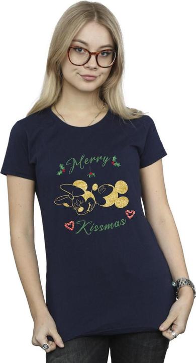 Actual product image Disney Womens/Ladies Mickey Mouse Merry Kissmas Cotton T-Shirt (XXL)