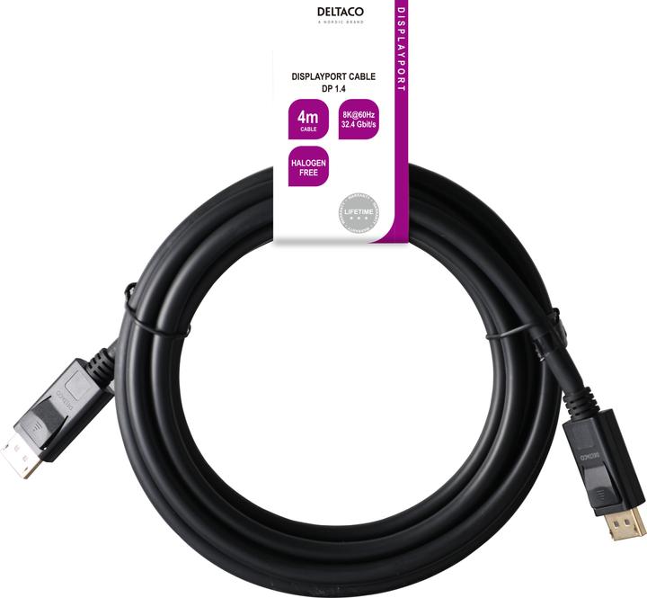 Image du produit Deltaco Câble DisplayPort, DP 1.4, 8K@60Hz, 4m, noir (4 m, DisplayPort)