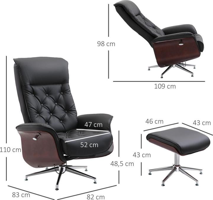 Produktbild Homcom Chesterfield Sessel mit Hocker
