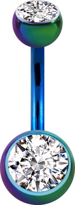 Actual product image Star Piercing Banana coloured with two balls crystal silver (without brass, Titanium G23)