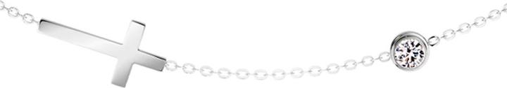 Produktbild Star Piercing Kette silber Anhänger Kugel Kristall silber und Kreuz (ohne Messing, Chirurgenstahl 316L)