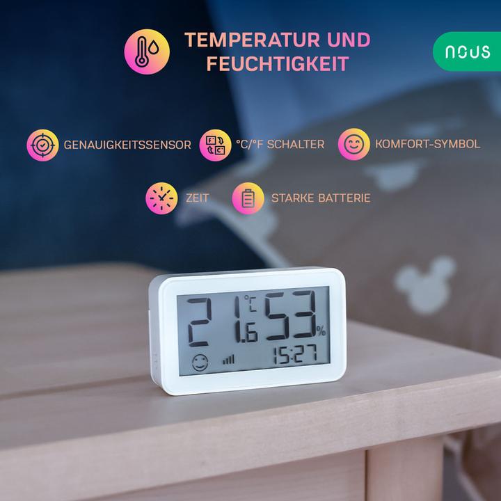 Productafbeelding Nous Slimme LCD Temperatuur- en Vochtigheidssensor E6 ZigBee