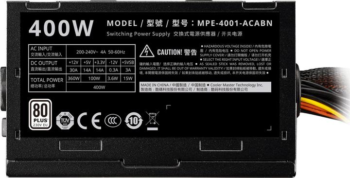 Actual product image Cooler Master Elite V4 MPE-4001-ACABN (400 W)
