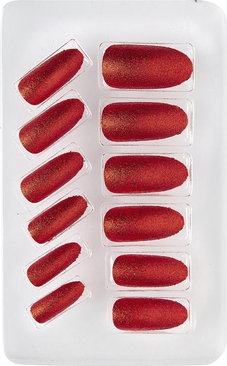 Actual product image Widmann 12 self-adhesive fingernails red glitter