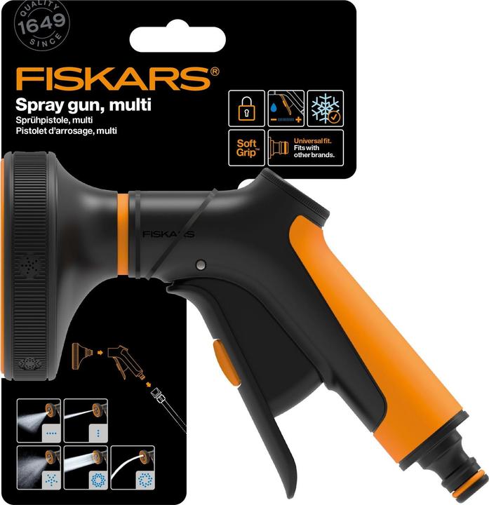 Produktbild Fiskars Sprühpistole Multi, 5 Funktionen, Stufenlos regelbarer Durchfluss, Mit Frontregler und Ein/A