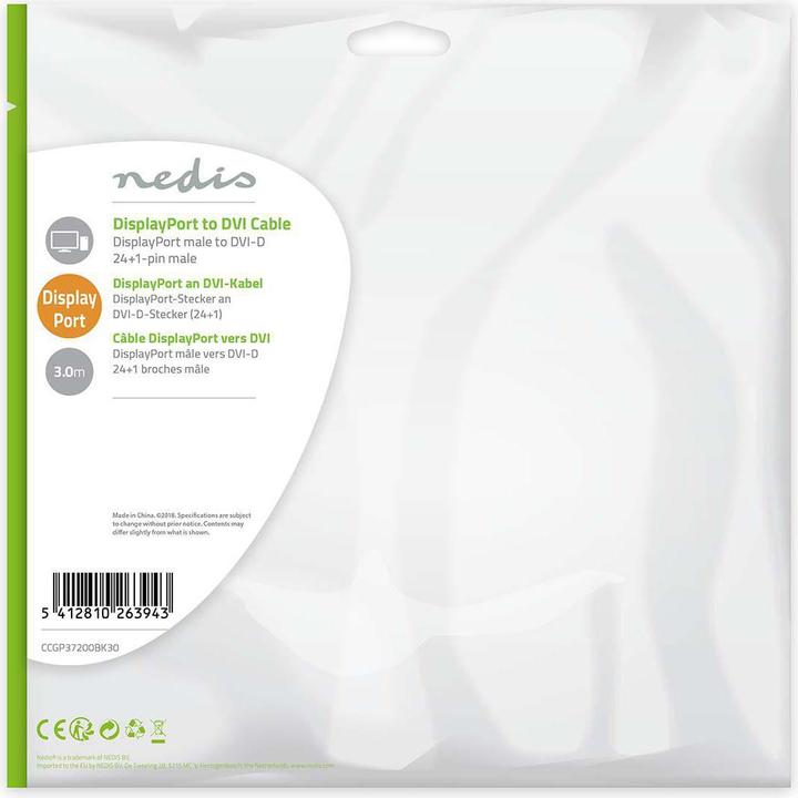 Produktbild Nedis Videokabel DVI-D (M) bis DisplayPort (M) (3 m, DisplayPort)