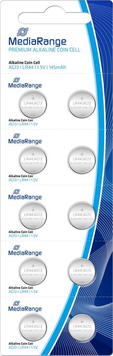 MediaRange Knopfzellen LR44 1.5V (10 Stk., LR44, 145 mAh)