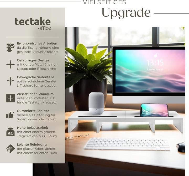 Immagine prodotto tectake Supporto monitor Bozen, 3 pezzi, inclusi supporti per smartphone
