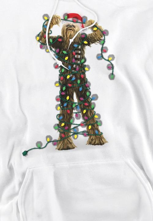 Actual product image Star Wars Mens Chewbacca Fairy Lights Christmas Hoodie (M)