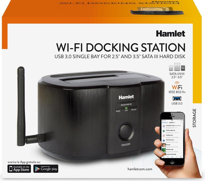 Actual product image Hamlet Wi-Fi Docking Station for 2.5" or 3.5" sata hard disks (1 Ports)
