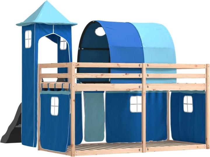 Actual product image VidaXL Bunk bed with slide and curtains (90 x 200 cm)