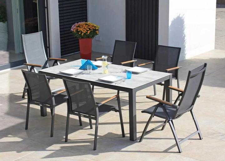 Image du produit Zebra Gamme de mobilier de jardin FLY FLY Fauteuil relax graphite avec accoudoirs en teck