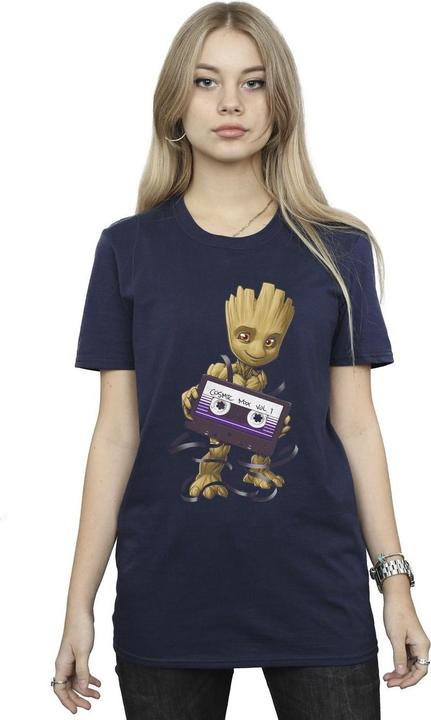 Actual product image Womens/Ladies Guardians Of The Galaxy Groot Cosmic Tape Cotton Boyfriend T-Shirt (M)
