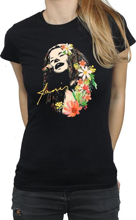 Actual product image Janis Joplin Womens/Ladies Floral Pattern Cotton T-Shirt (XXL)