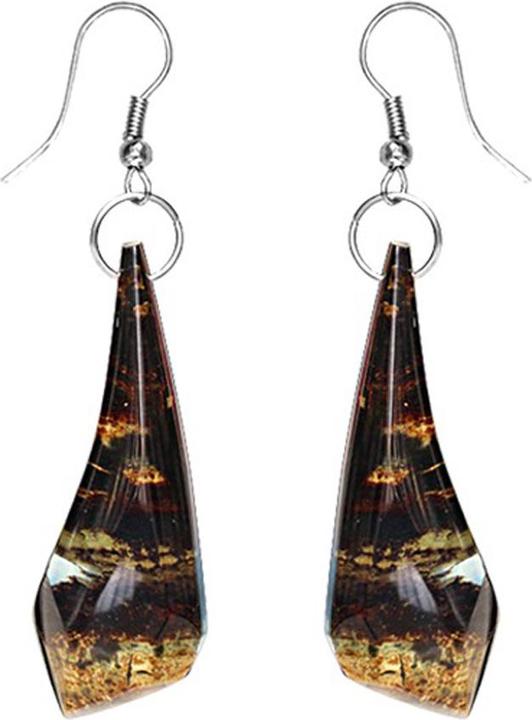 Immagine prodotto Star Piercing Ohrring Tropfen Mystisch Epoxy transparent aus Wasserbüffelhorn (Corno di bufalo d'acqua)