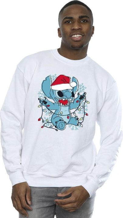 Actual product image Disney Mens Lilo And Stitch Christmas Lights Sketch Sweatshirt (XL)