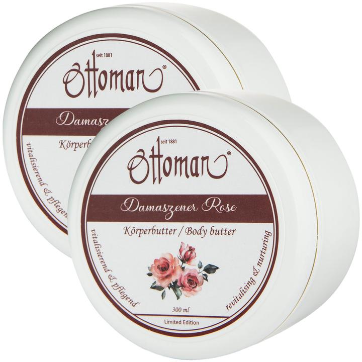 Immagine prodotto Universal Textiles Set di 2 burri per il corpo alla rosa, 300ml, trattamento ricco (Crema corpo, 300 ml)