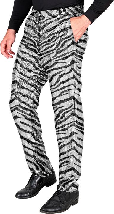 Image du produit Widmann Pantalon homme zèbre à paillettes noir/argenté (XL)