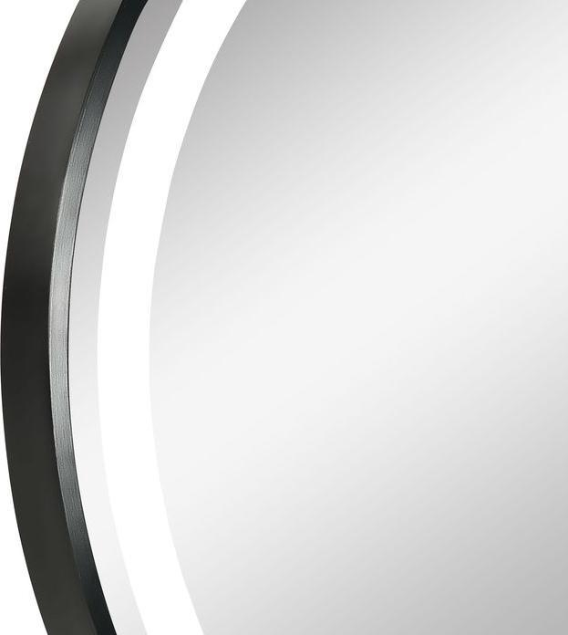 Actual product image Swisshandel24 Bathroom mirror, LED lighting, dimmable, 3 light colours, metal frame, Ø60 cm, black (Ø 60 cm)