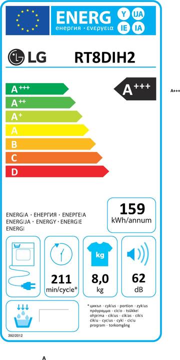 Energie-Label LG Trockner RT8DIH2 (8 kg, Rechts, Links)