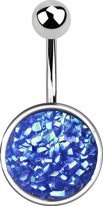 Star Piercing Banane silber mit Druse Stein dunkelblau (Chirurgenstahl 316L, Messing)