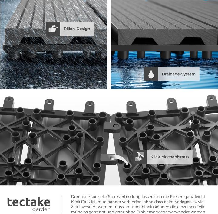 Produktbild tectake Set Terrassenfliesen (22 x, 31 x 31 cm)
