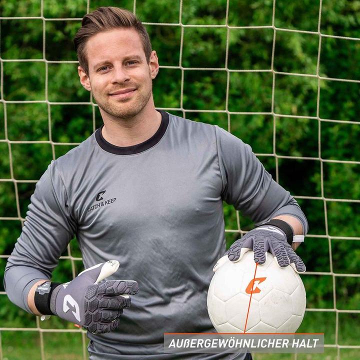 Actual product image Catch & Keep Football Gloves Fly Grey Soul Gr. 9 Grey Goalkeeper Keeper Goalie Gloves (9)