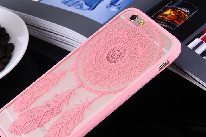 Actual product image König Design Apple iPhone 6 / 6s Mobile Cover Mandala Case Protective Cover Motif Dreamcatcher Pink (Apple iPhone 6)
