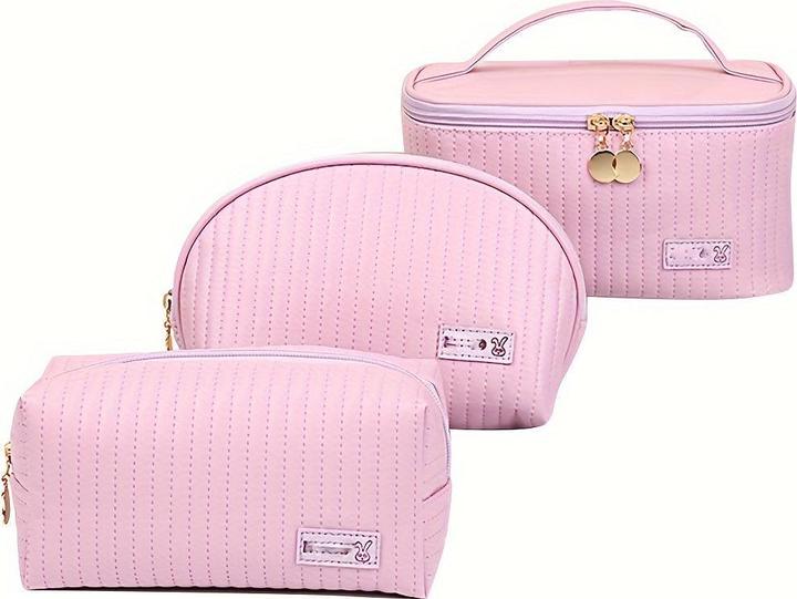 Image du produit Only-Bags.Store 3pcs/set cosmetic bag, portable large opening square cosmetic bag / shell design