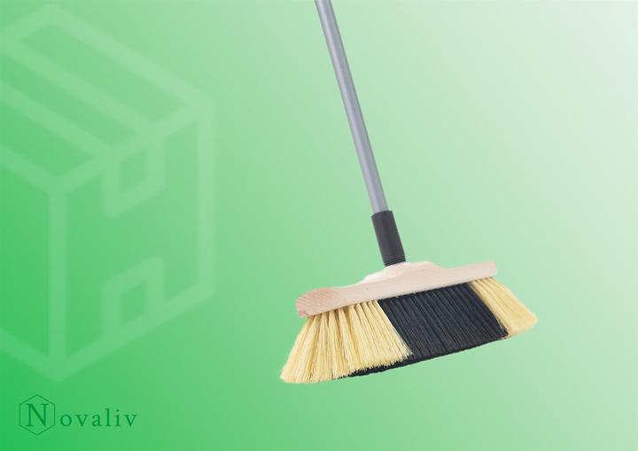 Actual product image Novaliv 1x Indoor broom with handle I fine synthetic bristles I Hand broom wood I Telescopic handle I House (1 pcs.)