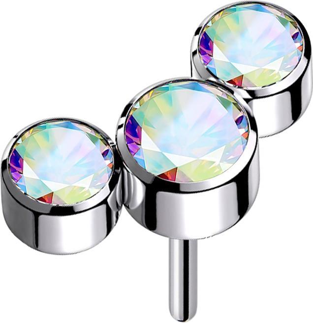 Immagine prodotto Star Piercing Threadless argento tre cristalli multicolore (Titanio G23, senza ottone)