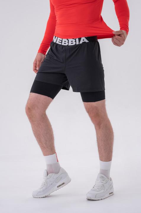Nebbia Double-Layer Shorts with Smart Pockets 318 black (XXL)