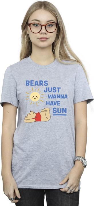 Actual product image Disney Womens/Ladies Winnie The Pooh Bears Just Wanna Have Sun Cotton Boyfriend T-Shirt (XXL)