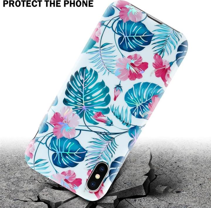 Actual product image Cadorabo IMD TPU Colorful Flowers & Leaves Cover (Apple iPhone X)